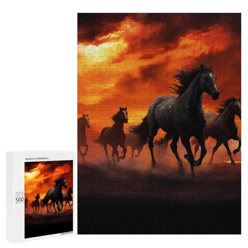 Holzpuzzle für Erwachsene, Pferde rot leuchtende Wolken gedrucktes Puzzle für Erwachsene, kommt mit Einer schönen Box Holzpuzzle für Erwachsene, Pferde rot leuchtende Wolken gedrucktes Puzzle für Erwachsene, kommt mit Einer schönen Box von BVKWNTSA
