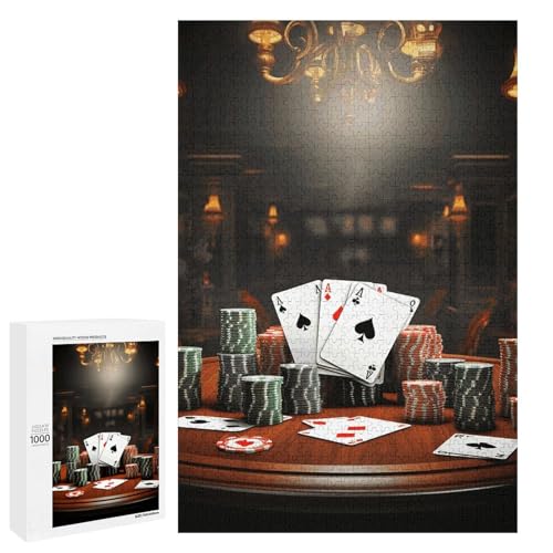 Holzpuzzle für Erwachsene, Pokerturnier gedrucktes Puzzle für Erwachsene, kommt mit einer schönen Box von BVKWNTSA