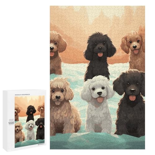 Holzpuzzle für Erwachsene, Pudel Hunde Gedrucktes Puzzle für Erwachsene, Kommt mit einer schönen Box von BVKWNTSA