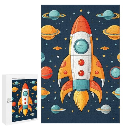 Holzpuzzle für Erwachsene, Rakete Clipart Raumschiff gedrucktes Puzzle für Erwachsene, kommt mit Einer schönen Box Holzpuzzle für Erwachsene, Rakete Clipart Raumschiff gedrucktes Puzzle für Erwachsene, kommt mit Einer schönen Box von BVKWNTSA