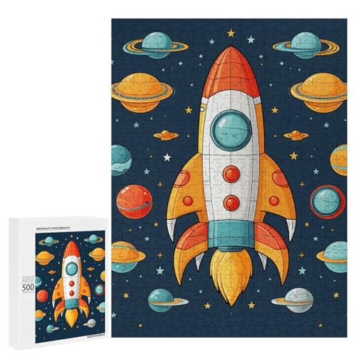 Holzpuzzle für Erwachsene, Rakete Clipart Raumschiff gedrucktes Puzzle für Erwachsene, kommt mit Einer schönen Box Holzpuzzle für Erwachsene, Rakete Clipart Raumschiff gedrucktes Puzzle für Erwachsene, kommt mit Einer schönen Box von BVKWNTSA