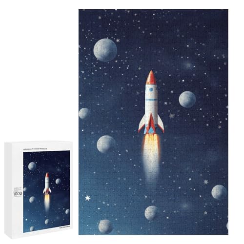 Holzpuzzle für Erwachsene, Rakete im Weltraum gedrucktes Puzzle für Erwachsene, kommt mit Einer schönen Box Holzpuzzle für Erwachsene, Rakete im Weltraum gedrucktes Puzzle für Erwachsene, kommt mit Einer schönen Box von BVKWNTSA