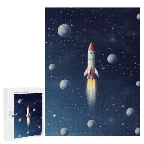 Holzpuzzle für Erwachsene, Rakete im Weltraum gedrucktes Puzzle für Erwachsene, kommt mit Einer schönen Box Holzpuzzle für Erwachsene, Rakete im Weltraum gedrucktes Puzzle für Erwachsene, kommt mit Einer schönen Box von BVKWNTSA
