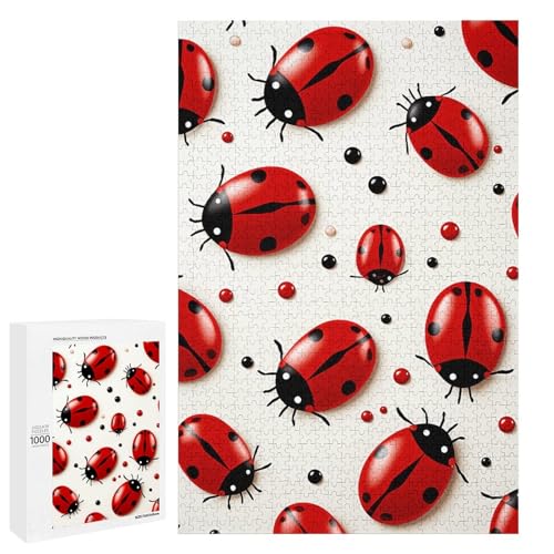 Holzpuzzle für Erwachsene, Red Ladybug Printed Puzzle für Erwachsene, Kommt mit einer schönen Box von BVKWNTSA