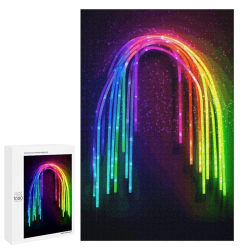 Holzpuzzle für Erwachsene, Regenbogen Neon gedrucktes Puzzle für Erwachsene, kommt mit einer schönen Box von BVKWNTSA