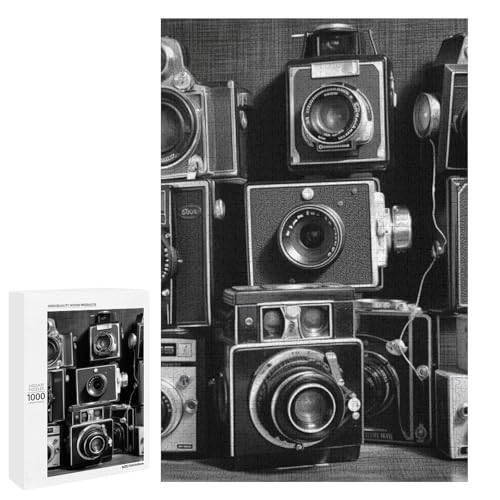 Holzpuzzle für Erwachsene, Retro Cool Camera Collection Gedrucktes Puzzle für Erwachsene, Kommt mit einer schönen Box von BVKWNTSA