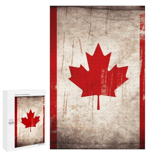 Holzpuzzle für Erwachsene, Retro Kanada Flagge gedruckt Puzzle für Erwachsene, kommt mit Einer schönen Box Holzpuzzle für Erwachsene, Retro Kanada Flagge gedruckt Puzzle für Erwachsene, kommt mit Einer schönen Box von BVKWNTSA