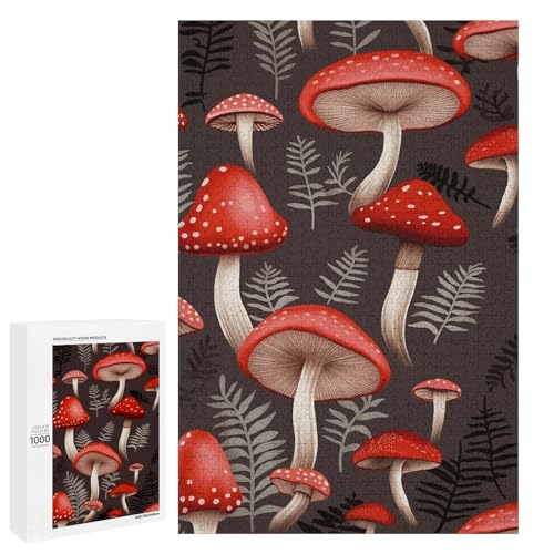 Holzpuzzle für Erwachsene, Rote Pilze1 gedrucktes Puzzle für Erwachsene, kommt mit einer schönen Box von BVKWNTSA