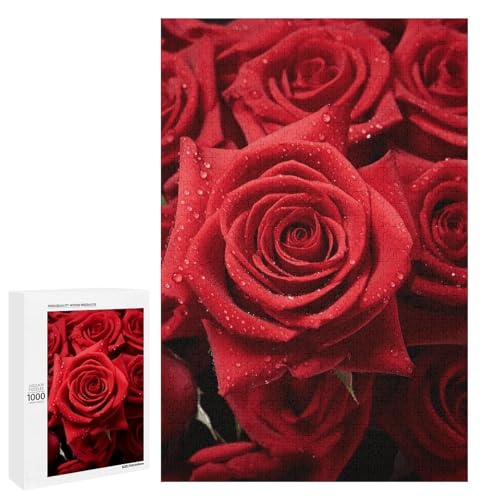 Holzpuzzle für Erwachsene, Rote Rose4 gedrucktes Puzzle für Erwachsene, kommt mit einer schönen Box von BVKWNTSA