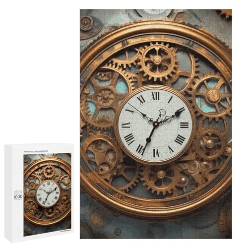 Holzpuzzle für Erwachsene, Rusty Steampunk Uhr Gedrucktes Puzzle für Erwachsene, Kommt mit Einer schönen Box Holzpuzzle für Erwachsene, Rusty Steampunk Uhr Gedrucktes Puzzle für Erwachsene, Kommt mit Einer schönen Box von BVKWNTSA