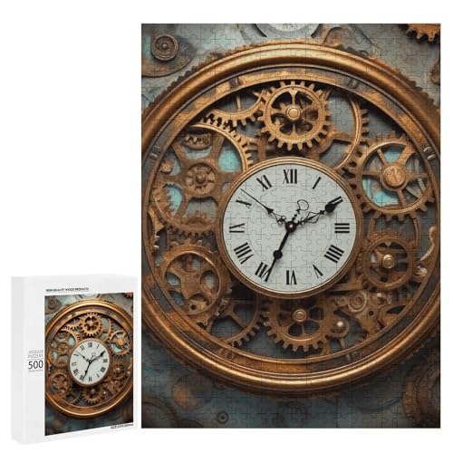 Holzpuzzle für Erwachsene, Rusty Steampunk Uhr Gedrucktes Puzzle für Erwachsene, Kommt mit Einer schönen Box Holzpuzzle für Erwachsene, Rusty Steampunk Uhr Gedrucktes Puzzle für Erwachsene, Kommt mit Einer schönen Box von BVKWNTSA