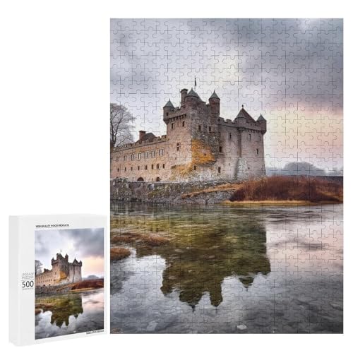Holzpuzzle für Erwachsene, Schloss in der Nähe von Seesteinen gedrucktes Puzzle für Erwachsene, kommt mit Einer schönen Box von BVKWNTSA