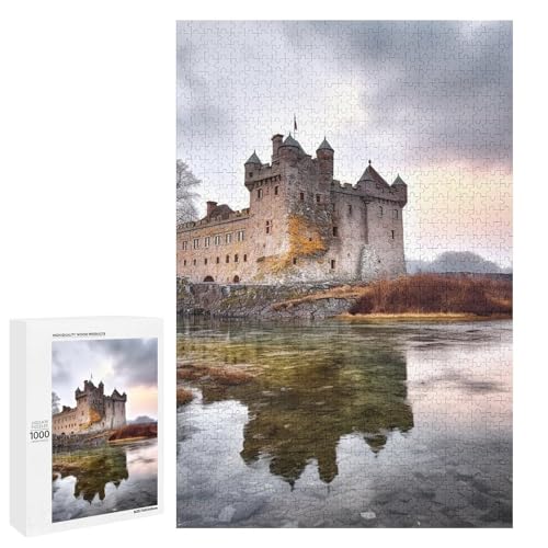 Holzpuzzle für Erwachsene, Schloss in der Nähe von Seesteinen gedrucktes Puzzle für Erwachsene, kommt mit einer schönen Box von BVKWNTSA