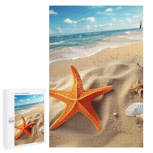 Holzpuzzle für Erwachsene, Sea Beach Seestern Gedrucktes Puzzle für Erwachsene, Kommt mit einer schönen Box von BVKWNTSA