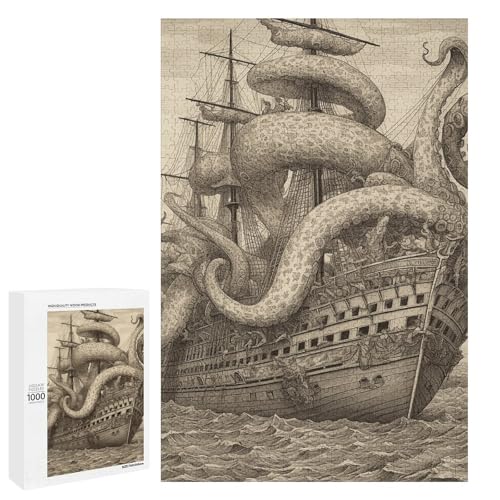 Holzpuzzle für Erwachsene, Segelpirat Octopus2 gedrucktes Puzzle für Erwachsene, kommt mit Einer schönen Box Holzpuzzle für Erwachsene, Segelpirat Octopus2 gedrucktes Puzzle für Erwachsene, kommt mit Einer schönen Box von BVKWNTSA