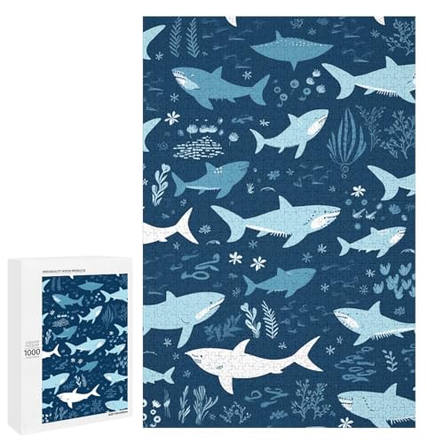 Holzpuzzle für Erwachsene, Sharksm Printed Puzzle für Erwachsene, Kommt mit einer schönen Box von BVKWNTSA