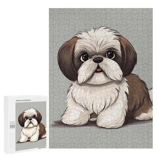 Holzpuzzle für Erwachsene, Shih Tzu Dog1 gedrucktes Puzzle für Erwachsene, kommt mit Einer schönen Box von BVKWNTSA
