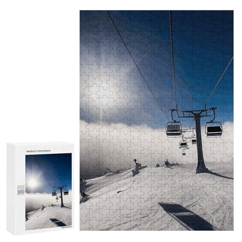Holzpuzzle für Erwachsene, Skilift bei Sonnenschein gedrucktes Puzzle für Erwachsene, kommt mit Einer schönen Box Holzpuzzle für Erwachsene, Skilift bei Sonnenschein gedrucktes Puzzle für Erwachsene, kommt mit Einer schönen Box von BVKWNTSA