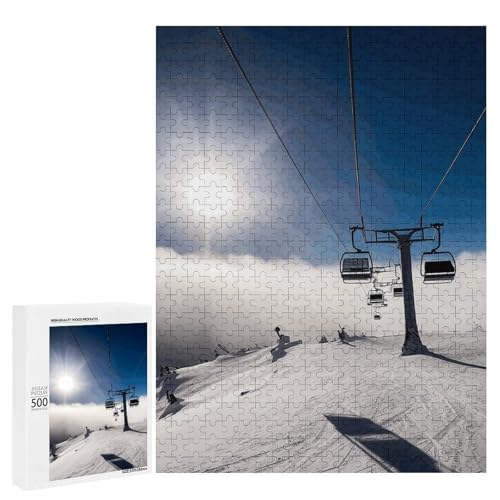 Holzpuzzle für Erwachsene, Skilift bei Sonnenschein gedrucktes Puzzle für Erwachsene, kommt mit Einer schönen Box Holzpuzzle für Erwachsene, Skilift bei Sonnenschein gedrucktes Puzzle für Erwachsene, kommt mit Einer schönen Box von BVKWNTSA