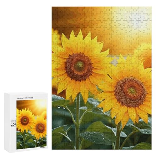 Holzpuzzle für Erwachsene, Sonnenblumenblumen gedrucktes Puzzle für Erwachsene, kommt mit Einer schönen Box von BVKWNTSA
