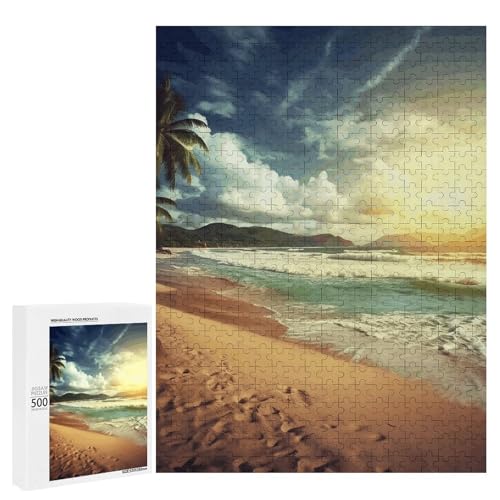 Holzpuzzle für Erwachsene, Sonnenuntergang am Strand, gedrucktes Puzzle für Erwachsene, kommt mit Einer schönen Box Holzpuzzle für Erwachsene, Sonnenuntergang am Strand, gedrucktes Puzzle für Erwachsene, kommt mit Einer schönen Box von BVKWNTSA