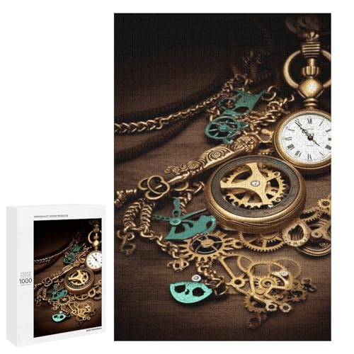 Holzpuzzle für Erwachsene, Steampunk-Uhren, Schlüssel und Ketten gedrucktes Puzzle für Erwachsene, kommt mit Einer schönen Box Holzpuzzle für Erwachsene, Steampunk-Uhren, Schlüssel und Ketten gedrucktes Puzzle für Erwachsene, kommt mit Einer schönen Box von BVKWNTSA