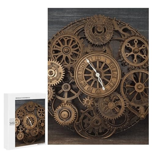 Holzpuzzle für Erwachsene, Steampunk Zahnräder Uhr Gedrucktes Puzzle für Erwachsene, Kommt mit Einer schönen Box Holzpuzzle für Erwachsene, Steampunk Zahnräder Uhr Gedrucktes Puzzle für Erwachsene, Kommt mit Einer schönen Box von BVKWNTSA