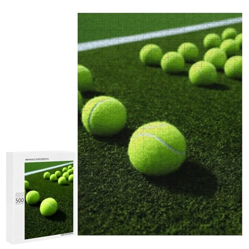 Holzpuzzle für Erwachsene, Tennisbälle auf Tennisgrasplatz, gedrucktes Puzzle für Erwachsene, kommt mit Einer schönen Box Holzpuzzle für Erwachsene, Tennisbälle auf Tennisgrasplatz, gedrucktes Puzzle für Erwachsene, kommt mit Einer schönen Box von BVKWNTSA