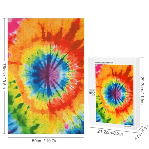 Holzpuzzle für Erwachsene, Tie Dye gedrucktes Puzzle für Erwachsene, kommt mit einer schönen Box von BVKWNTSA