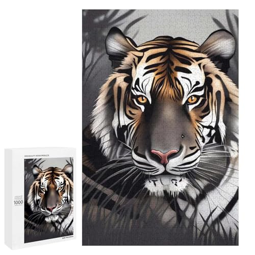 Holzpuzzle für Erwachsene, Tiger in Ruhe gedrucktes Puzzle für Erwachsene, kommt mit einer schönen Box von BVKWNTSA