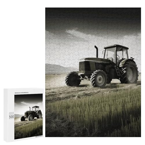 Holzpuzzle für Erwachsene, Traktor Landwirtschaft Ruhiges gedrucktes Puzzle für Erwachsene, kommt mit Einer schönen Box von BVKWNTSA