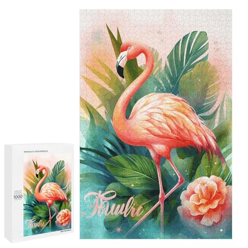 Holzpuzzle für Erwachsene, Tropischer Flamingo1 gedrucktes Puzzle für Erwachsene, kommt mit einer schönen Box von BVKWNTSA