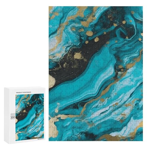Holzpuzzle für Erwachsene, Türkis Blau Gold Marmor Gedruckt Puzzle für Erwachsene, Kommt mit Einer schönen Box Holzpuzzle für Erwachsene, Türkis Blau Gold Marmor Gedruckt Puzzle für Erwachsene, Kommt mit Einer schönen Box von BVKWNTSA