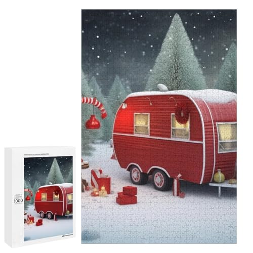 Holzpuzzle für Erwachsene, Weihnachten Red Camper Gedrucktes Puzzle für Erwachsene, Kommt mit einer schönen Box von BVKWNTSA