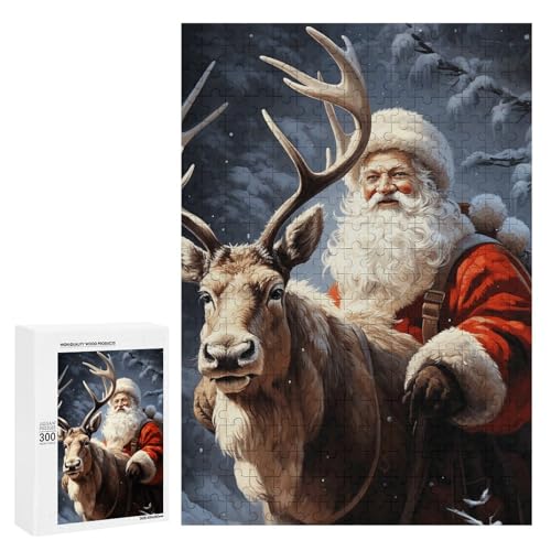 Holzpuzzle für Erwachsene, Weihnachtsmann und Hirsch Elch gedrucktes Puzzle für Erwachsene, kommt mit Einer schönen Box Holzpuzzle für Erwachsene, Weihnachtsmann und Hirsch Elch gedrucktes Puzzle für Erwachsene, kommt mit Einer schönen Box von BVKWNTSA