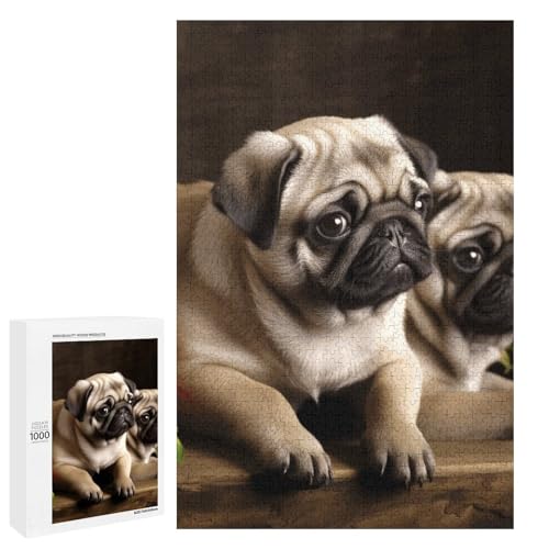 Holzpuzzle für Erwachsene, Welpen Mops Gedruckt Puzzle für Erwachsene, Kommt mit Einer schönen Box Holzpuzzle für Erwachsene, Welpen Mops Gedruckt Puzzle für Erwachsene, Kommt mit Einer schönen Box von BVKWNTSA