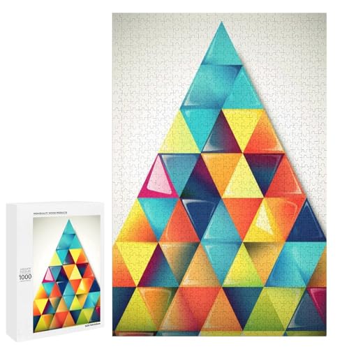 Holzpuzzle für Erwachsene, buntes Dreieck gedrucktes Puzzle für Erwachsene, kommt mit Einer schönen Box von BVKWNTSA