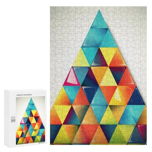 Holzpuzzle für Erwachsene, buntes Dreieck gedrucktes Puzzle für Erwachsene, kommt mit Einer schönen Box von BVKWNTSA