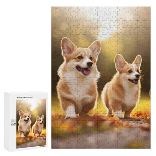 Holzpuzzle für Erwachsene, niedlicher Corgi-Hund gedrucktes Puzzle für Erwachsene, kommt mit Einer schönen Box von BVKWNTSA
