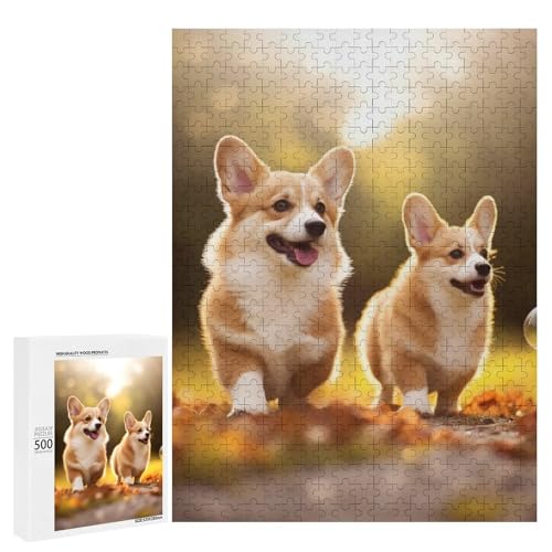 Holzpuzzle für Erwachsene, niedlicher Corgi-Hund gedrucktes Puzzle für Erwachsene, kommt mit Einer schönen Box von BVKWNTSA