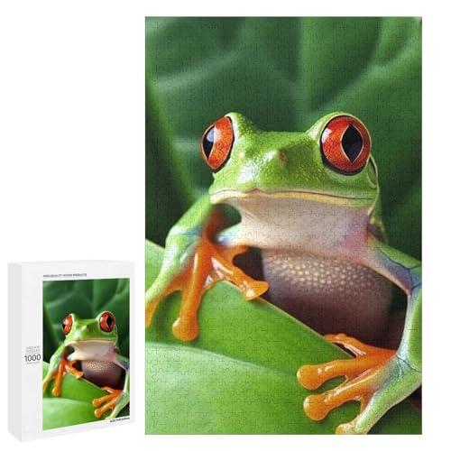 Holzpuzzle für Erwachsene, niedlicher Frosch gedrucktes Puzzle für Erwachsene, kommt mit einer schönen Box von BVKWNTSA