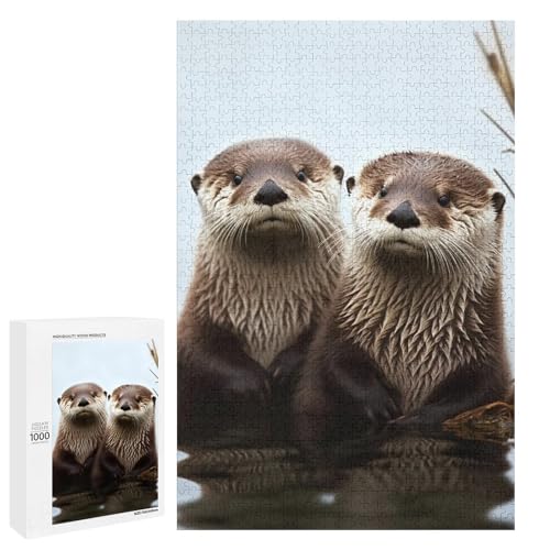 Holzpuzzle für Erwachsene, niedlicher Otter gedrucktes Puzzle für Erwachsene, kommt mit einer schönen Box von BVKWNTSA