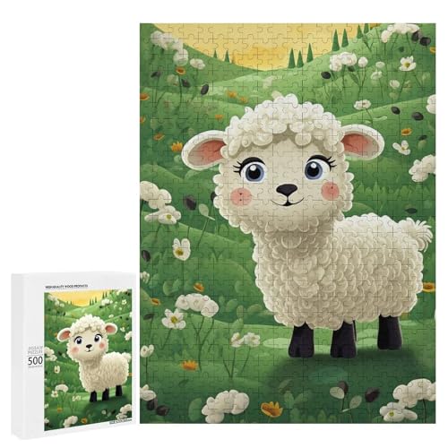 Holzpuzzle für Erwachsene, niedliches Cartoon-Schaf gedrucktes Puzzle für Erwachsene, kommt mit Einer schönen Box von BVKWNTSA