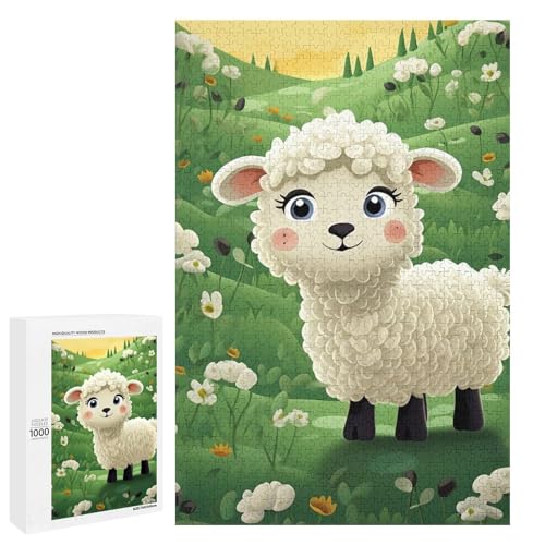 Holzpuzzle für Erwachsene, niedliches Cartoon-Schaf gedrucktes Puzzle für Erwachsene, kommt mit einer schönen Box von BVKWNTSA