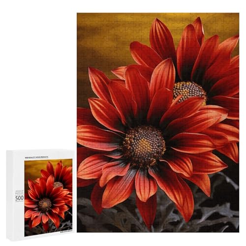 Holzpuzzle für Erwachsene, rote Sonnenblume gedrucktes Puzzle für Erwachsene, kommt mit Einer schönen Box Holzpuzzle für Erwachsene, rote Sonnenblume gedrucktes Puzzle für Erwachsene, kommt mit Einer schönen Box von BVKWNTSA