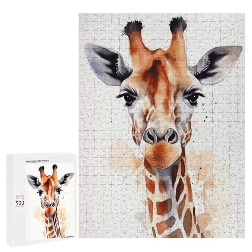 Holzpuzzle für Erwachsene, stilvolles Tier-Aquarell-Giraffen-gedrucktes Puzzle für Erwachsene, kommt mit Einer schönen Box Holzpuzzle für Erwachsene, stilvolles Tier-Aquarell-Giraffen-gedrucktes Puzzle für Erwachsene, kommt mit Einer schönen Box von BVKWNTSA