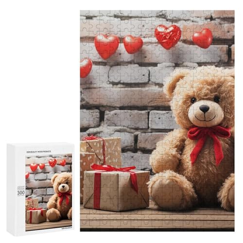 Holzpuzzle für Erwachsene, süßer Bär Valentinsgeschenk gedrucktes Puzzle für Erwachsene, kommt mit Einer schönen Box von BVKWNTSA
