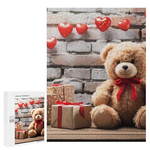 Holzpuzzle für Erwachsene, süßer Bär Valentinsgeschenk gedrucktes Puzzle für Erwachsene, kommt mit Einer schönen Box von BVKWNTSA