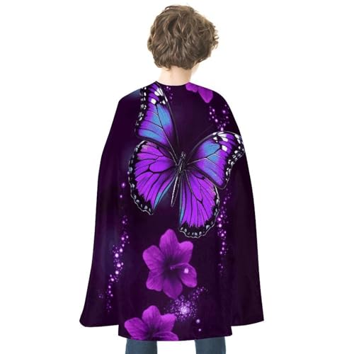 BVNMT Lila Schmetterling bedruckter Umhang Unisex Erwachsene Kostüm – Einheitsgröße (1 Stück) – ideal für Cosplay, Partys und mehr von BVNMT