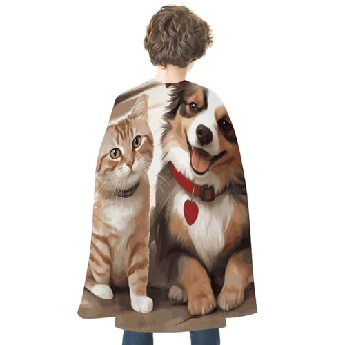 BVNMT Lustiger Umhang mit Katzen- und Hundemotiv, Unisex, für Erwachsene, Einheitsgröße (1 Stück) – ideal für Cosplay, Partys und mehr von BVNMT